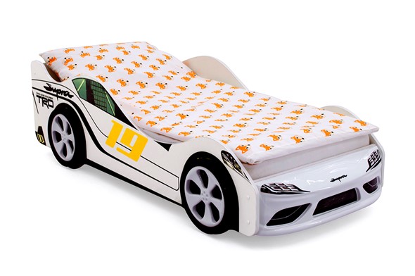 Детская кровать-машина Супра белая в Южно-Сахалинске - изображение