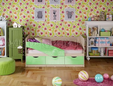 Кровать в детскую Бабочки 800*1600, Салатовый глянец в Южно-Сахалинске