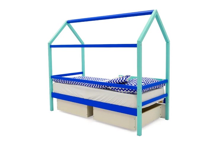 Кровать-домик в детскую Svogen синий-мятный в Южно-Сахалинске - изображение 4