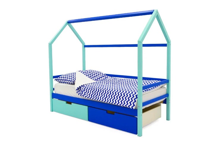 Кровать-домик в детскую Svogen синий-мятный в Южно-Сахалинске - изображение 3