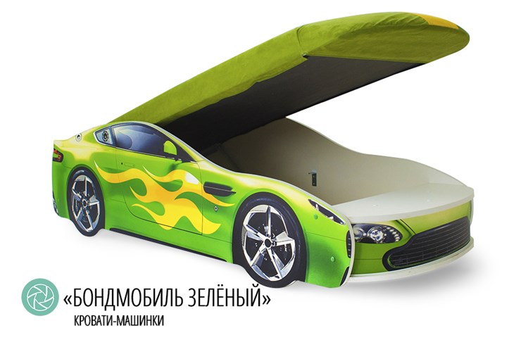 Детская кровать-машина Бондимобиль зеленый в Южно-Сахалинске - изображение 1