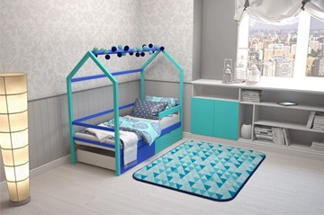 Кровать-домик в детскую Svogen синий-мятный в Южно-Сахалинске - предосмотр 6