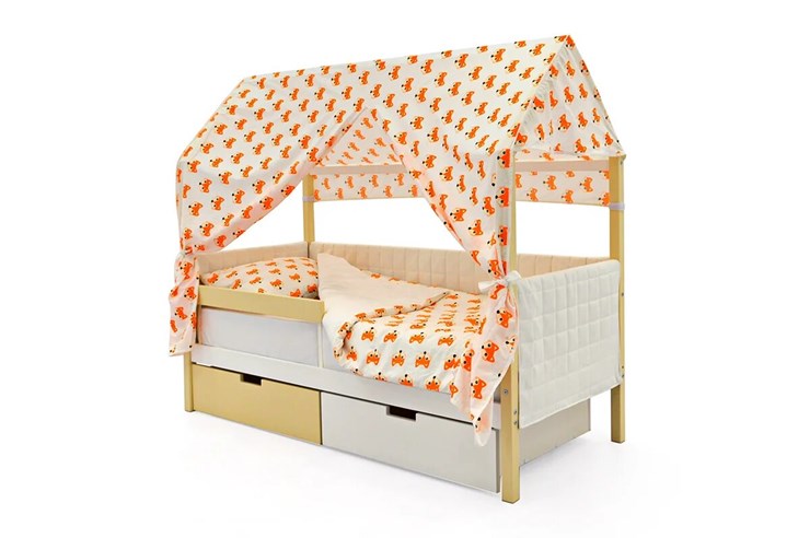 Детская кровать-домик «Svogen бежево-белый» мягкая в Южно-Сахалинске - изображение 1