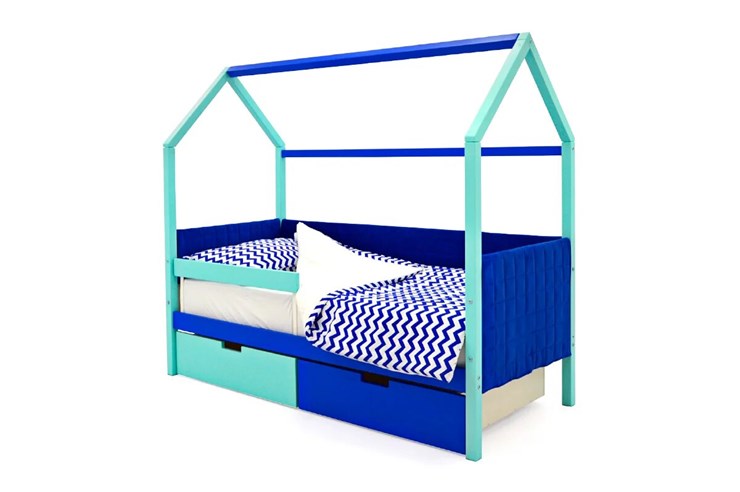 Кровать-домик в детскую Svogen, мятный-синий мягкая в Южно-Сахалинске - изображение 3