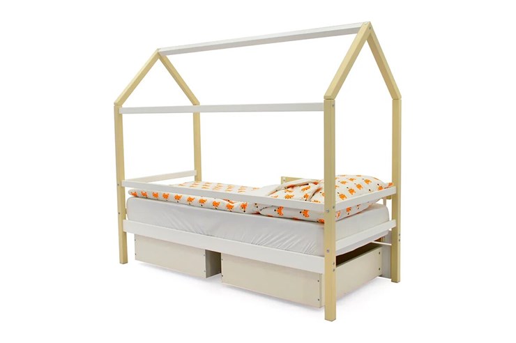 Кровать-домик детская Svogen бежево-белый в Южно-Сахалинске - изображение 4