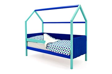 Кровать-домик в детскую Svogen, мятный-синий мягкая в Южно-Сахалинске - предосмотр 2