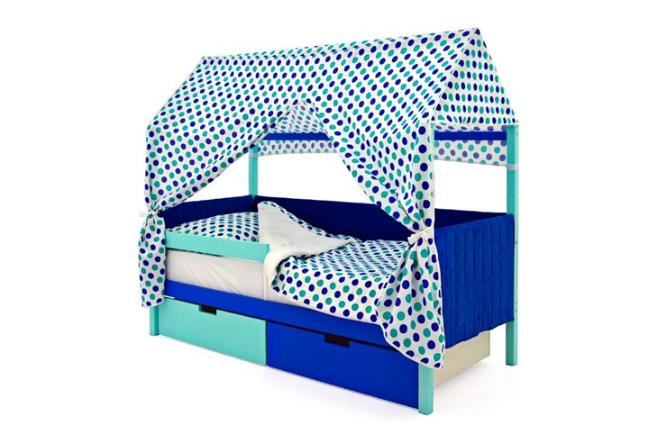 Кровать-домик в детскую Svogen, мятный-синий мягкая в Южно-Сахалинске - изображение 1