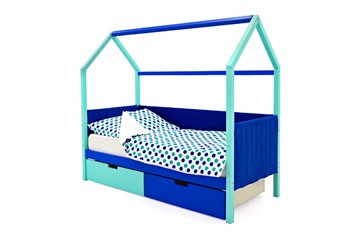 Кровать-домик в детскую Svogen, мятный-синий мягкая в Южно-Сахалинске - предосмотр 4