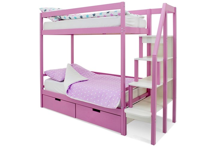 Двухэтажная детская кровать Svogen розовый в Южно-Сахалинске - изображение 4