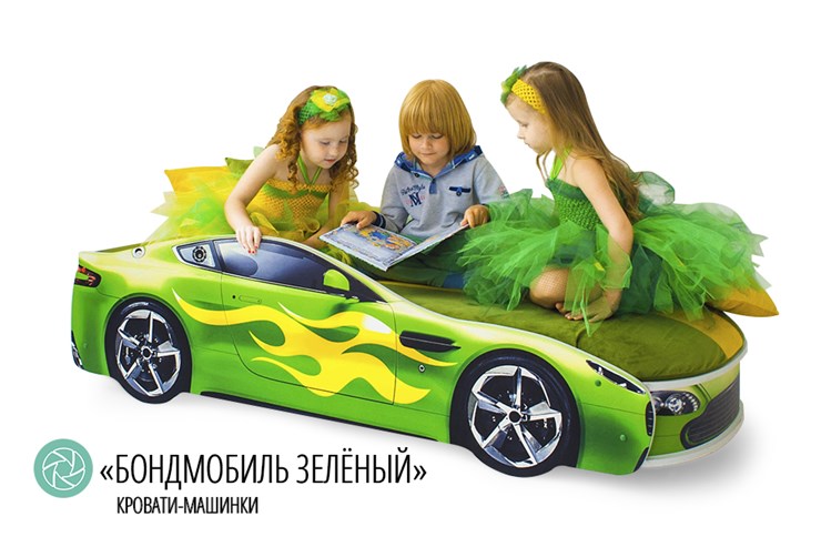Детская кровать-машина Бондимобиль зеленый в Южно-Сахалинске - изображение 2