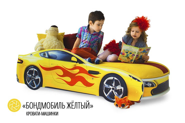 Кровать-машина детская Бондимобиль желтый в Южно-Сахалинске - изображение 2