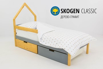 Детская кровать-домик мини Skogen дерево-графит в Южно-Сахалинске - предосмотр