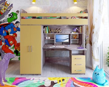 Детская кровать-шкаф Аракс, каркас Бетон, фасад Зира в Южно-Сахалинске
