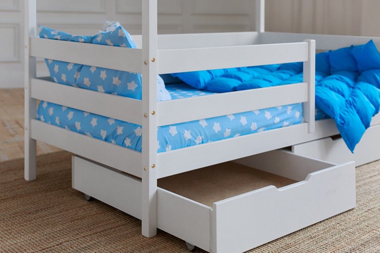 Детская кровать Домик с ящиками, цвет белый в Южно-Сахалинске - изображение 3