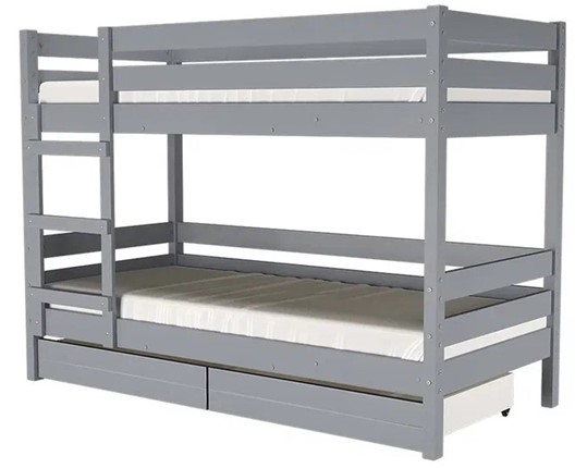 Кроватка Джуниор двухъярусная с ящиками (Антрацит) в Южно-Сахалинске - изображение