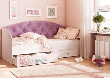 Детская кровать односпальная Эльза без бортика, Фиолетовый (латы) в Южно-Сахалинске - предосмотр