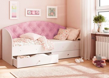 Односпальная детская кровать Эльза без бортика, Розовый (щиты) в Южно-Сахалинске