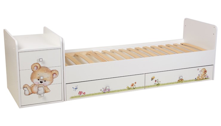 Детская кровать Фея 1100 Медвежонок Белый в Южно-Сахалинске - изображение 2