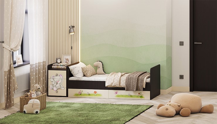 Детская кровать Фея 1100 Зайчонок Венге-бежевый в Южно-Сахалинске - изображение 5