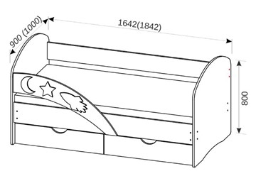 Детская кровать Космос 1800х900 с бортиком, без ящиков в Южно-Сахалинске - предосмотр 2