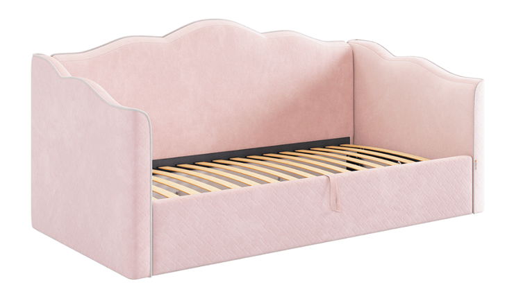 Кроватка с подъемным механизмом Лея (Софа) 90х200 (нежно-розовый (велюр)/галька (велюр)) в Южно-Сахалинске - изображение 2