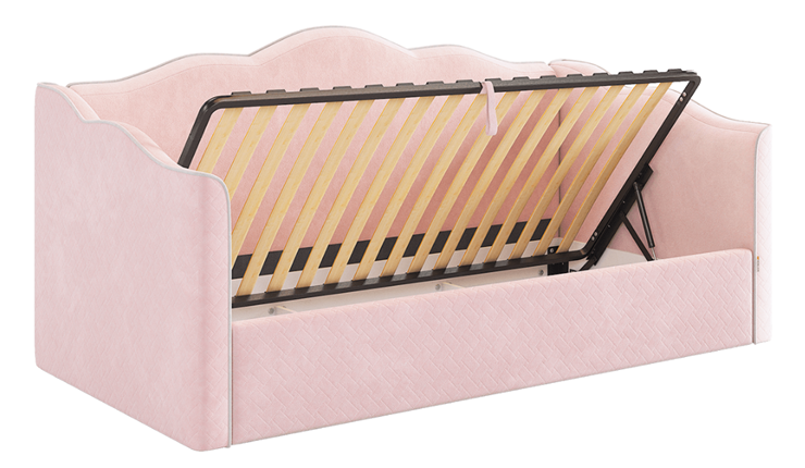 Кроватка с подъемным механизмом Лея (Софа) 90х200 (нежно-розовый (велюр)/галька (велюр)) в Южно-Сахалинске - изображение 4