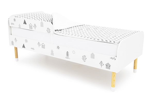 Кровать в детскую Stumpa Классика "Домики ч/б" в Южно-Сахалинске - изображение
