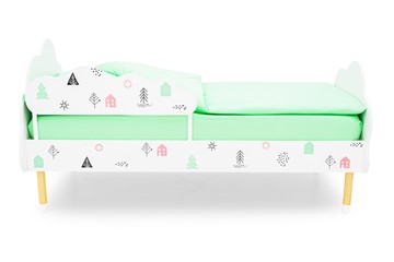 Детская кровать Stumpa Облако "Домики розовый, бирюзовый" в Южно-Сахалинске - предосмотр 1