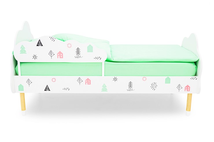 Детская кровать Stumpa Облако "Домики розовый, бирюзовый" в Южно-Сахалинске - изображение 1