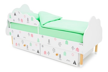 Детская кровать Stumpa Облако "Домики розовый, бирюзовый" в Южно-Сахалинске - предосмотр 3