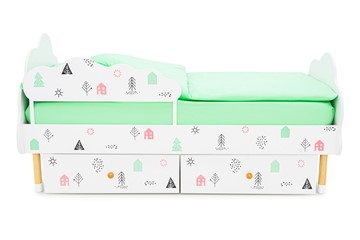 Детская кровать Stumpa Облако "Домики розовый, бирюзовый" в Южно-Сахалинске - предосмотр 8