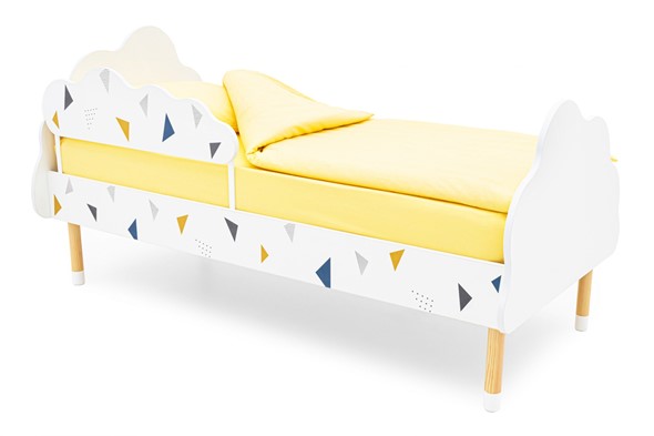 Кровать в детскую Stumpa Облако "Треугольники желтый, синий" в Южно-Сахалинске - изображение