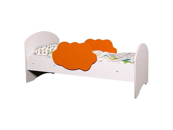 Кровать с бортиками Тучка, корпус Белый, фасад Оранжевый в Южно-Сахалинске - изображение
