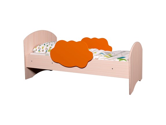 Кровать с бортиками Тучка, корпус Дуб млечный, фасад Оранжевый в Южно-Сахалинске - изображение