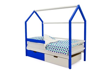 Кровать-домик детская Svogen сине-белый в Южно-Сахалинске - предосмотр