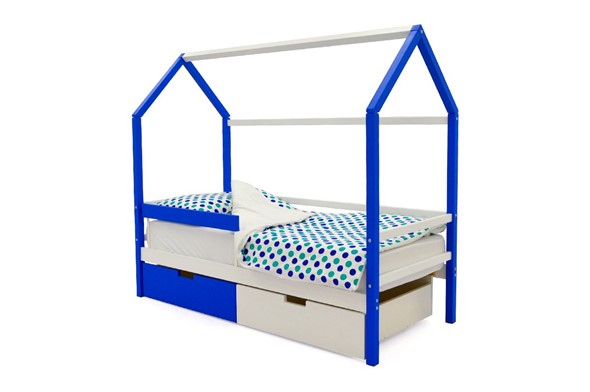 Кровать-домик детская Svogen сине-белый в Южно-Сахалинске - изображение