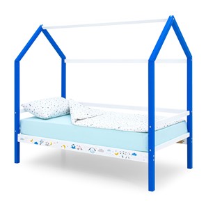 Кровать-домик в детскую Svogen сине-белый/барашки в Южно-Сахалинске