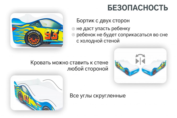 Кровать-машина Тачка синяя в Южно-Сахалинске - изображение 5