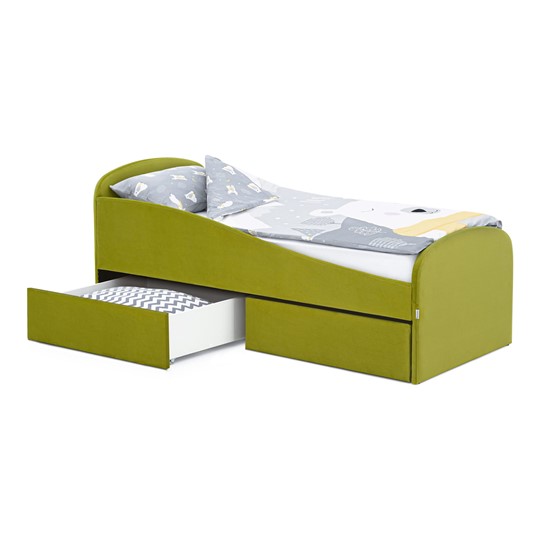 Кровать с ящиками Letmo 190х80 оливковый (велюр) в Южно-Сахалинске - изображение 2