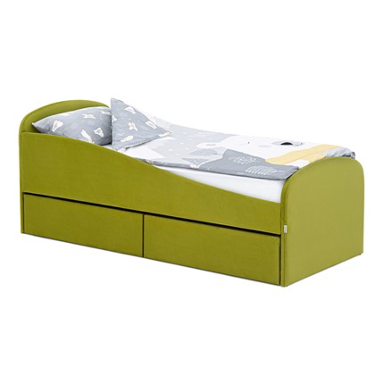 Кровать с ящиками Letmo 190х80 оливковый (велюр) в Южно-Сахалинске - изображение