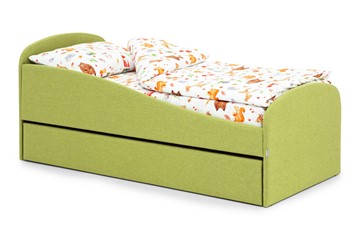 Кровать с ящиком Letmo авокадо (рогожка) в Южно-Сахалинске - предосмотр