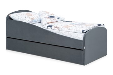 Мягкая кровать с ящиком Letmo графит (велюр) в Южно-Сахалинске - предосмотр