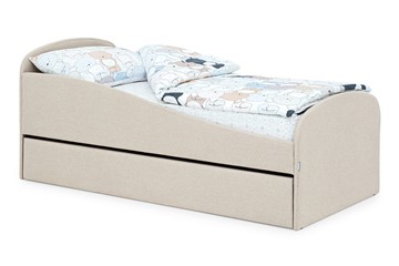 Кровать в детскую с ящиком Letmo карамель (рогожка) в Южно-Сахалинске