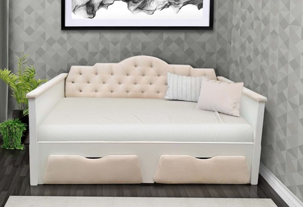 Детская кровать-софа Фея 800х1600, ЛДСП белый/ткань велюр в Южно-Сахалинске - изображение