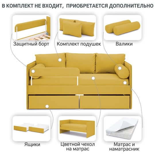 Мягкая кровать Soffal горчичный (велюр) в Южно-Сахалинске - изображение 22