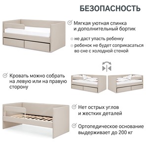 Кровать в детскую Soffal холодный бежевый (микрошенилл) в Южно-Сахалинске - предосмотр 19