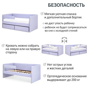 Кровать в детскую Soffal нежная сирень (микрошенилл) в Южно-Сахалинске - предосмотр 20