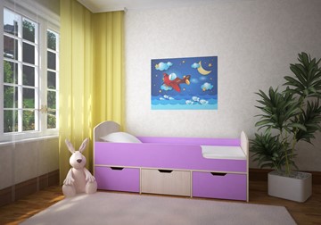 Кровать в детскую Малыш Мини, корпус Дуб молочный, фасад Ирис в Южно-Сахалинске
