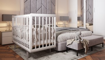 Кровать для новорожденных серия 3400 POLINI Kids Simple 340 Белый / Серый в Южно-Сахалинске - предосмотр 8