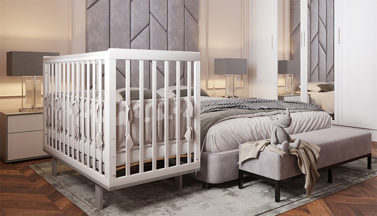 Кровать для новорожденных серия 3400 POLINI Kids Simple 340 Белый / Серый в Южно-Сахалинске - изображение 8